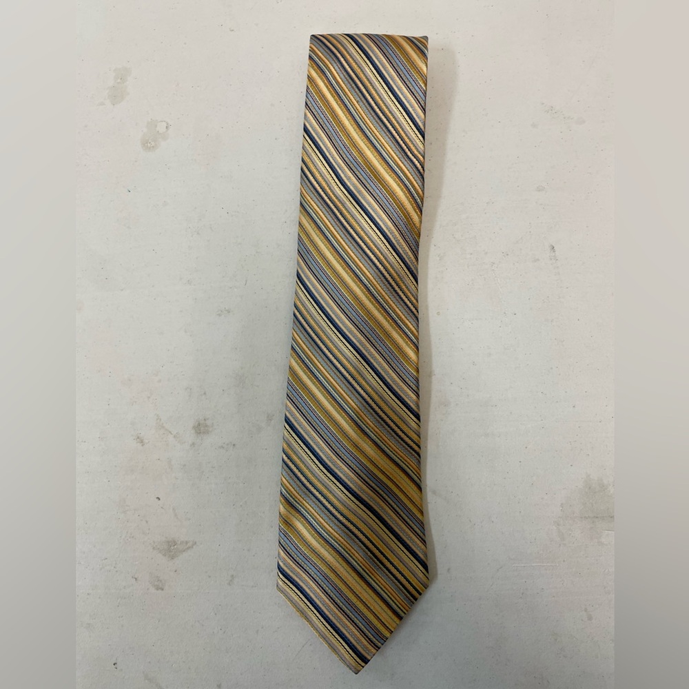 Ted Baker Made in USA Multicolor Woven‎ Stripe Print Silk Tie